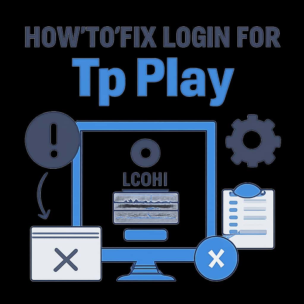 Illustration detailing steps to resolve Tp Play login issues.