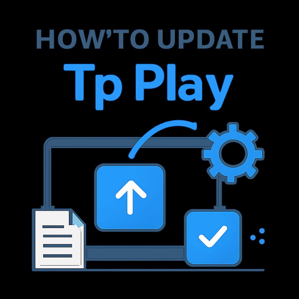 An educational diagram depicting the steps to update Tp Play.