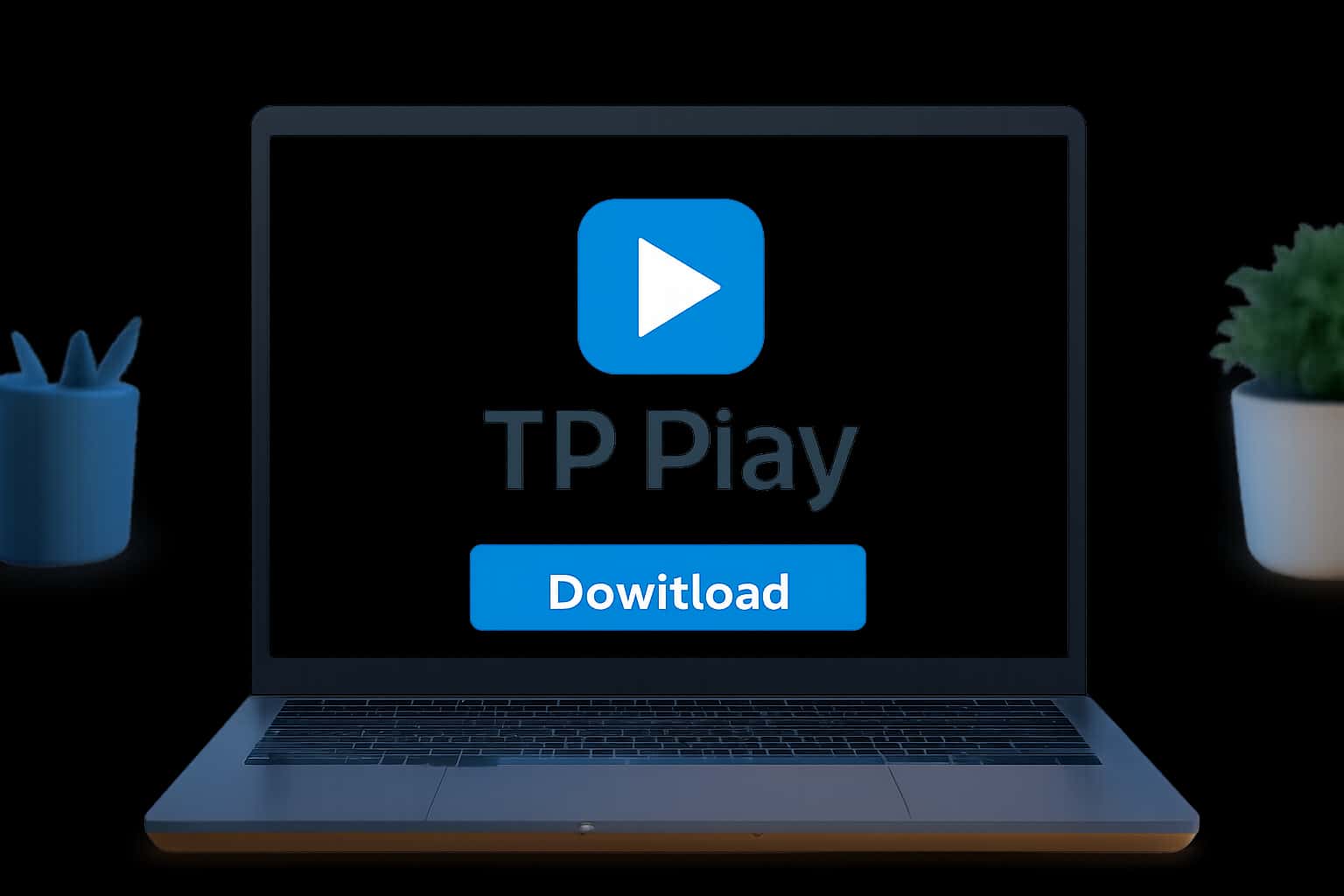 An informational graphic about downloading the Tp Play app, featuring the text 'Tp Play' prominently.