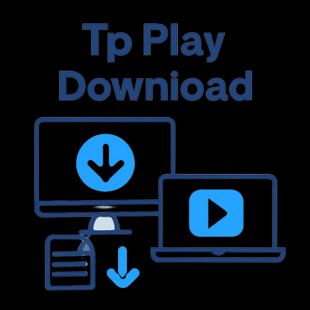 An educational diagram illustrating the download process for the Tp Play app.