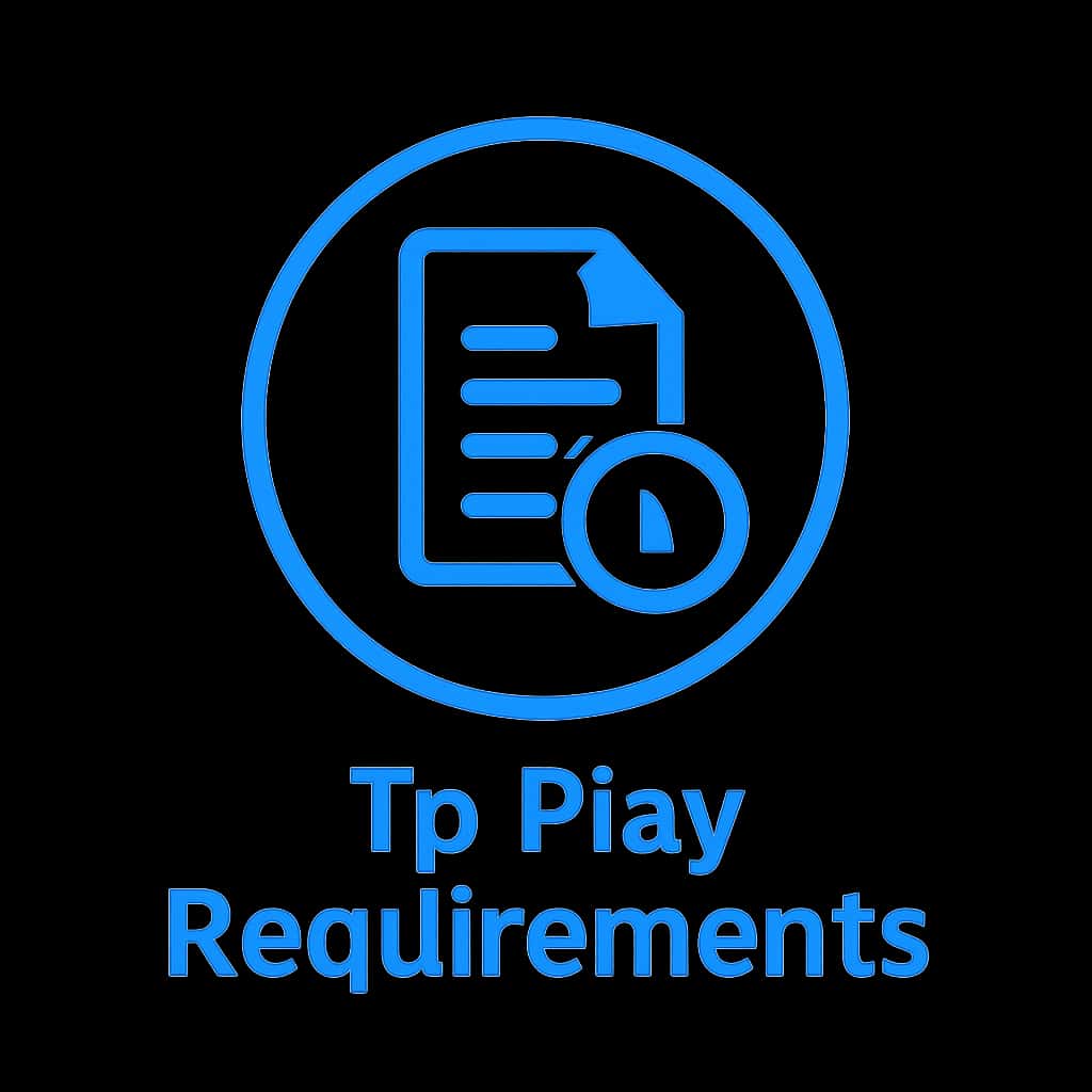 A simple badge design for Tp Play Requirements emphasizing clarity.
