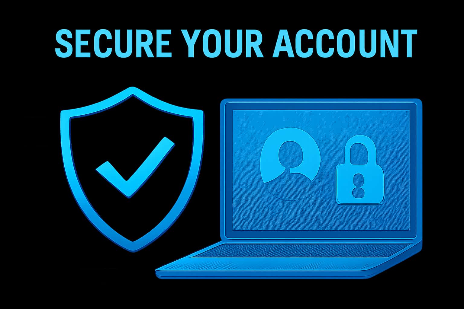 Illustration of a secure digital environment with the text 'Secure Your Tp Play Account'.