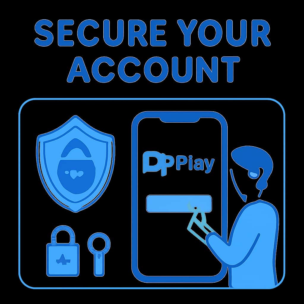 Diagram showing the steps to secure a Tp Play account.
