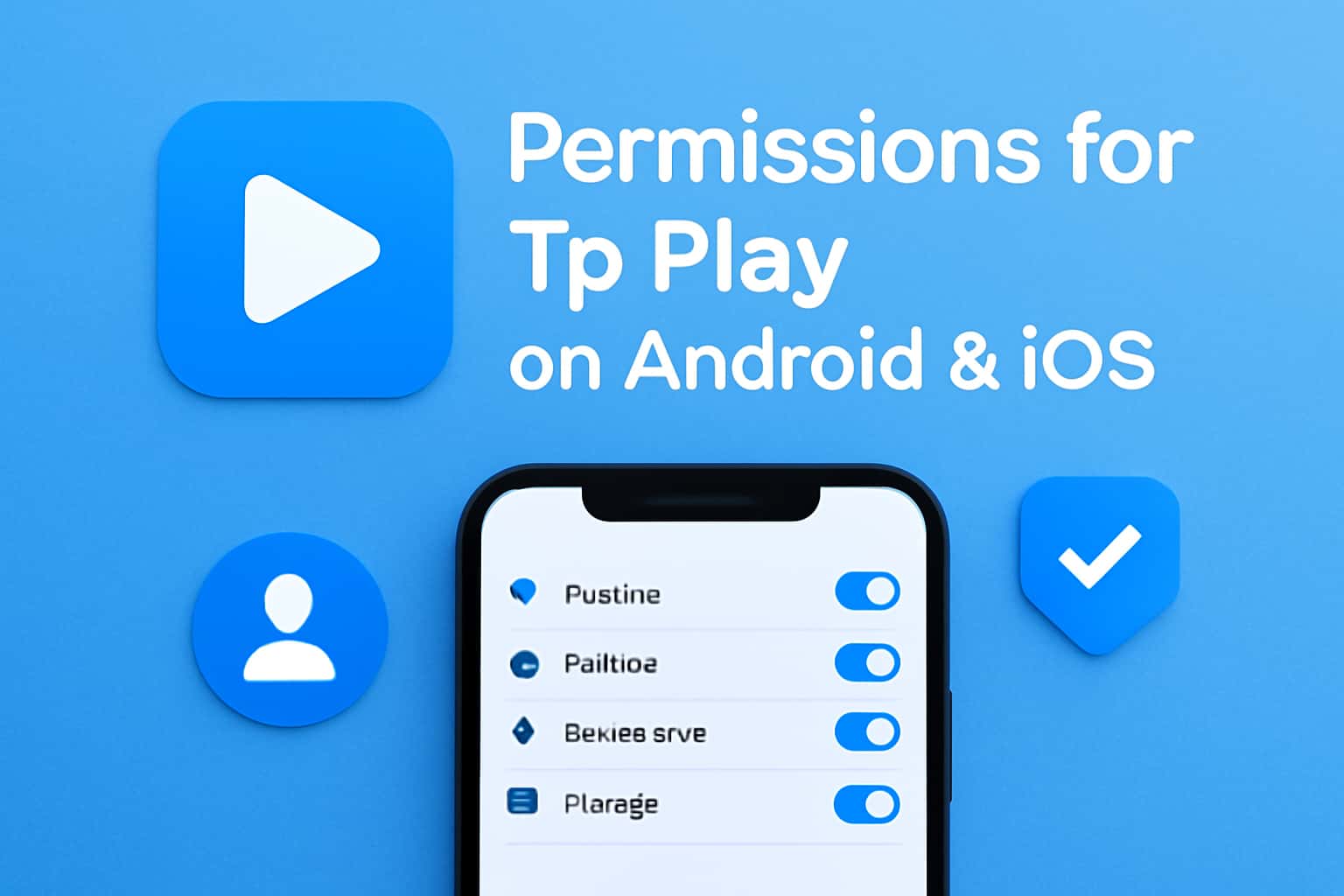 Informational graphic about permissions required for Tp Play on Android and iOS.