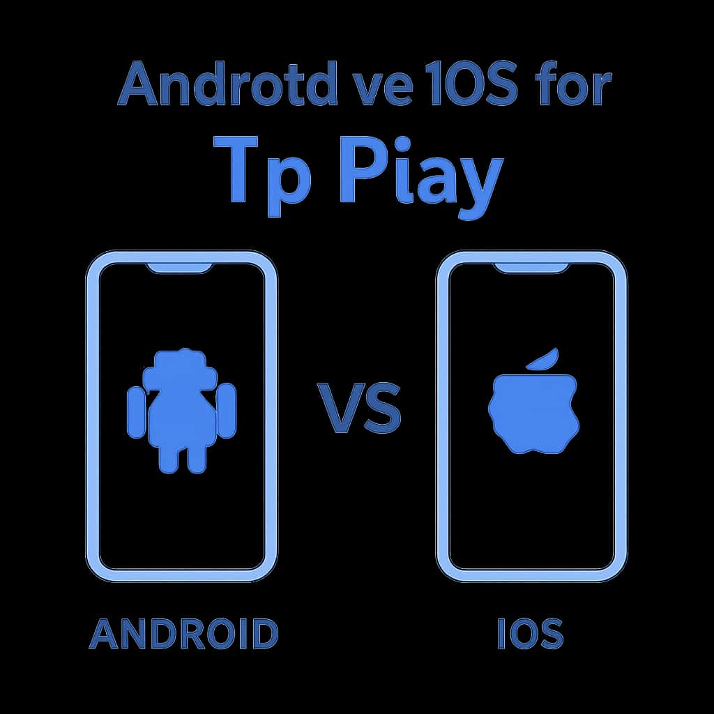 Diagram comparing installation and compatibility of Tp Play on Android and iOS.