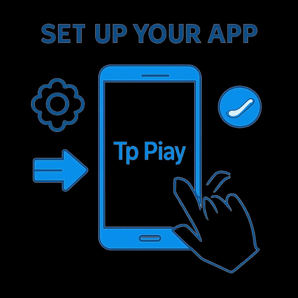Diagram illustrating the setup process for the Tp Play app.