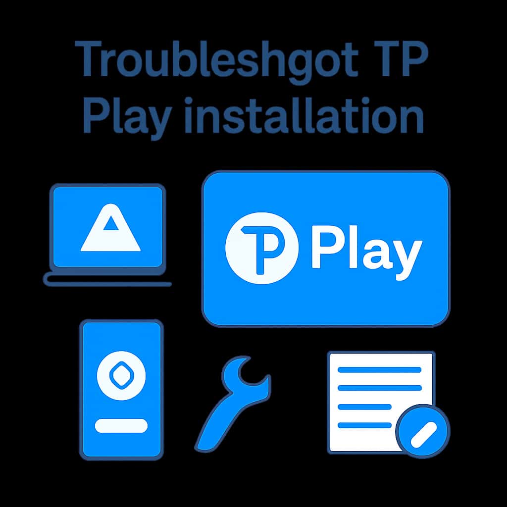 An educational illustration for troubleshooting Tp Play installation.