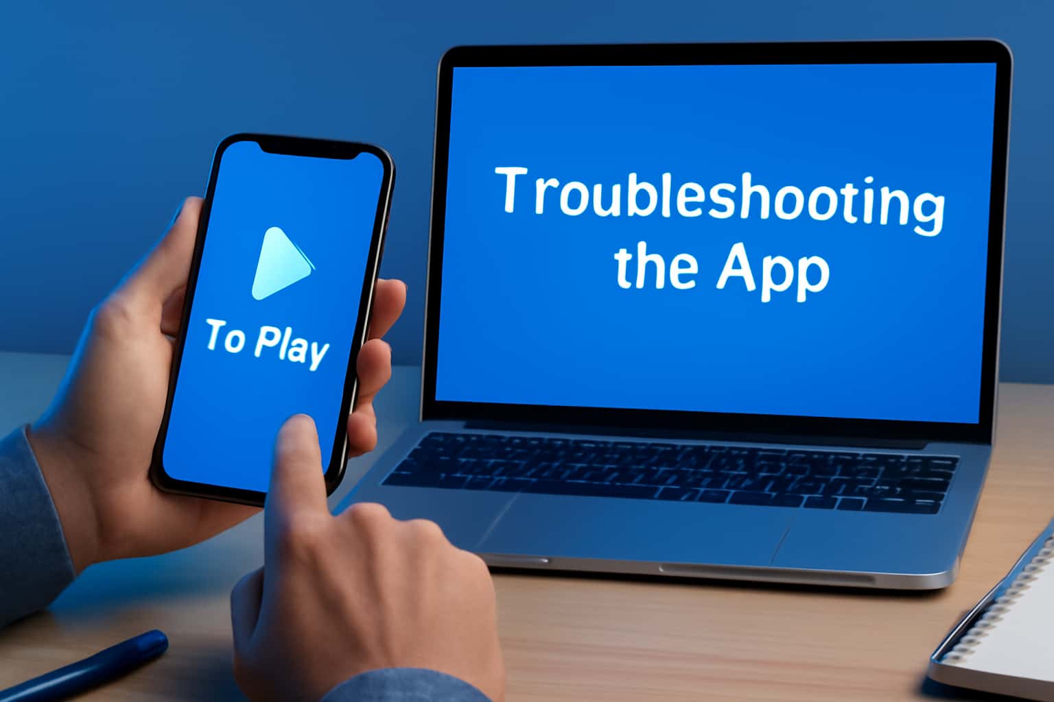 An informative visual representation of troubleshooting procedures for the Tp Play app, emphasizing clarity and user support.