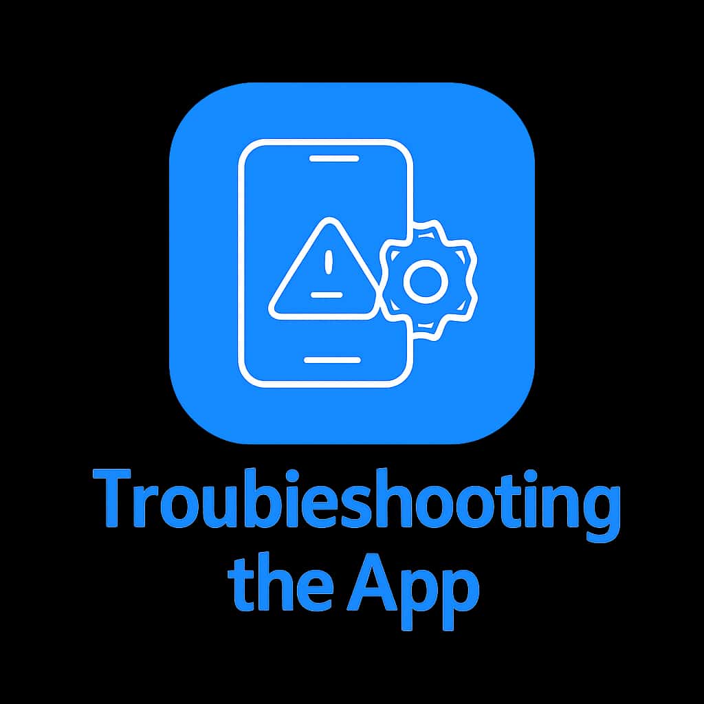 An icon illustrating the troubleshooting theme for the Tp Play app, designed for clarity and assistance.